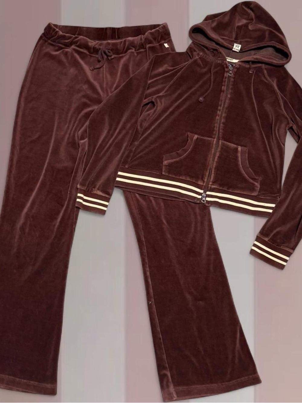 BRODY Y2K Brown Velour Tracksuit (2 Pc)